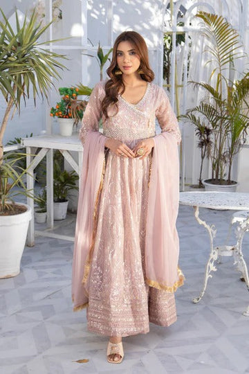 Peach Embroided Angrakha