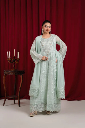 Mint Green Net Embellished Maxi