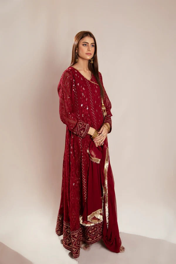 Maroon Embroided Angrakha