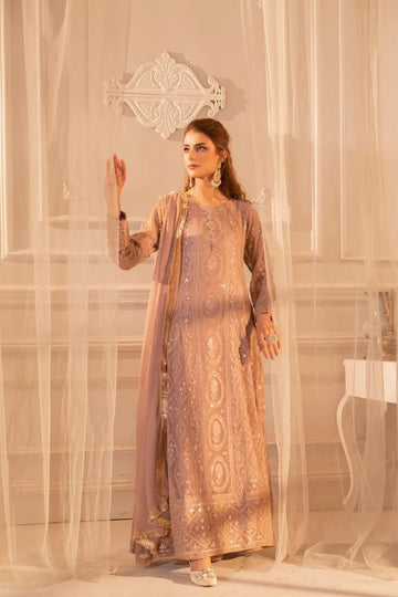 TAN Chiffon Embellished Maxi