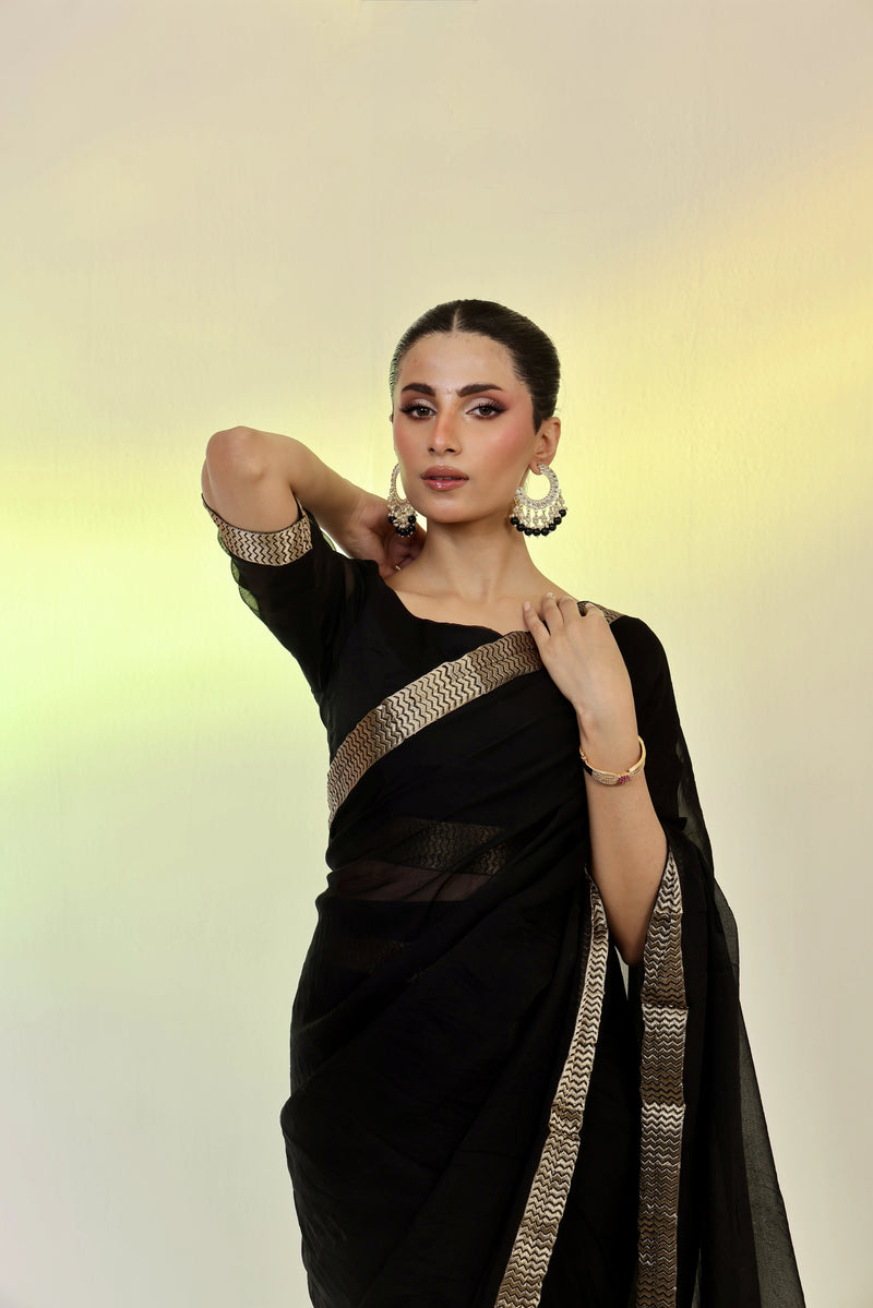 Black Banarsi saree