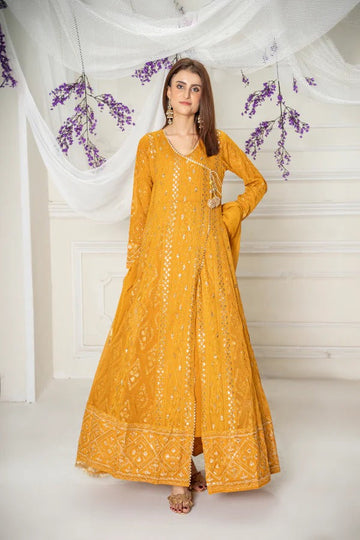 Orange Embroided Angrakha