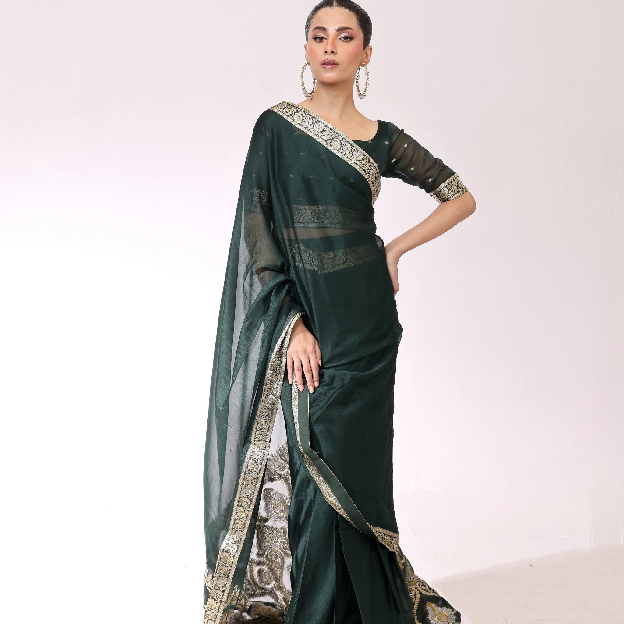 Emerald Banarsi Saree