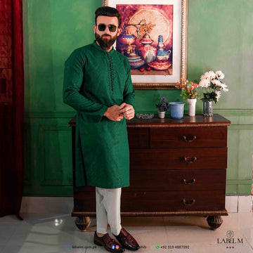 Dark Green Chikankari Kurta