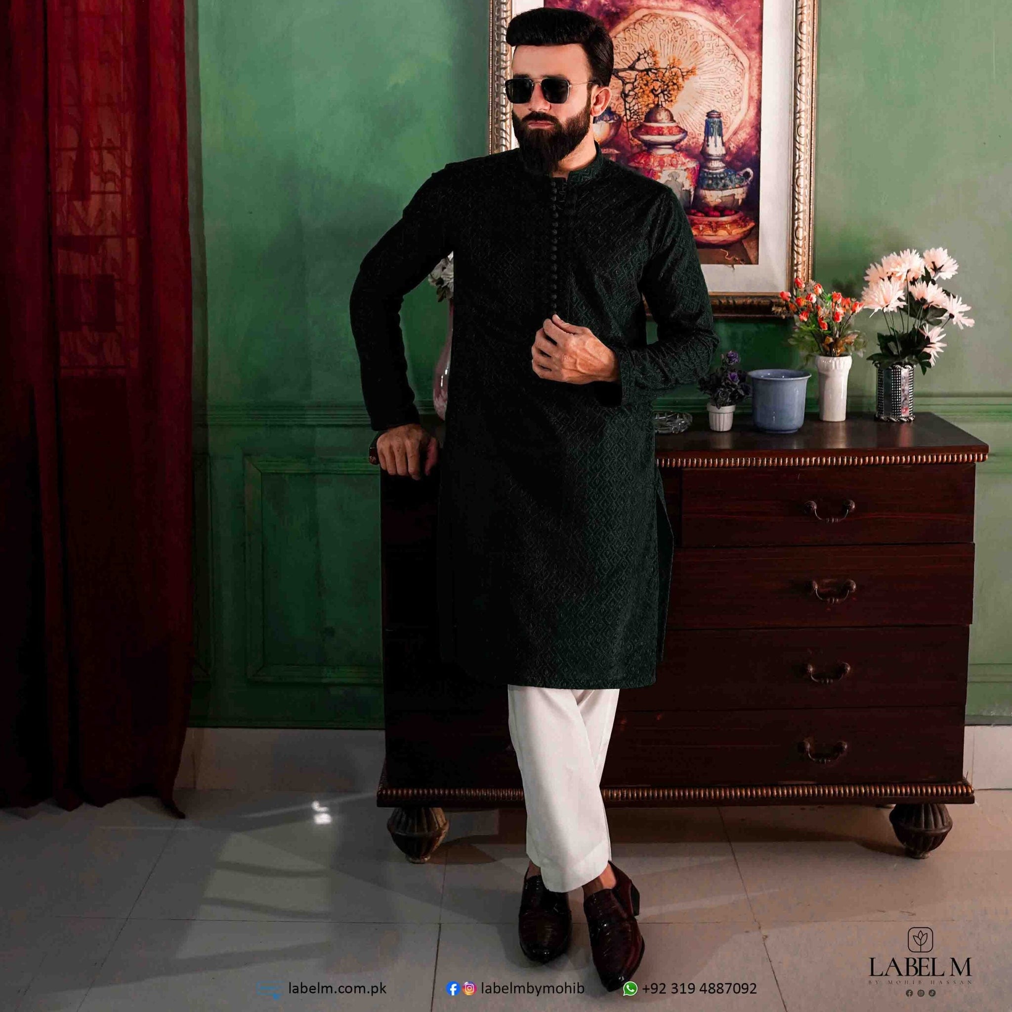 Black Chikankari Kurta