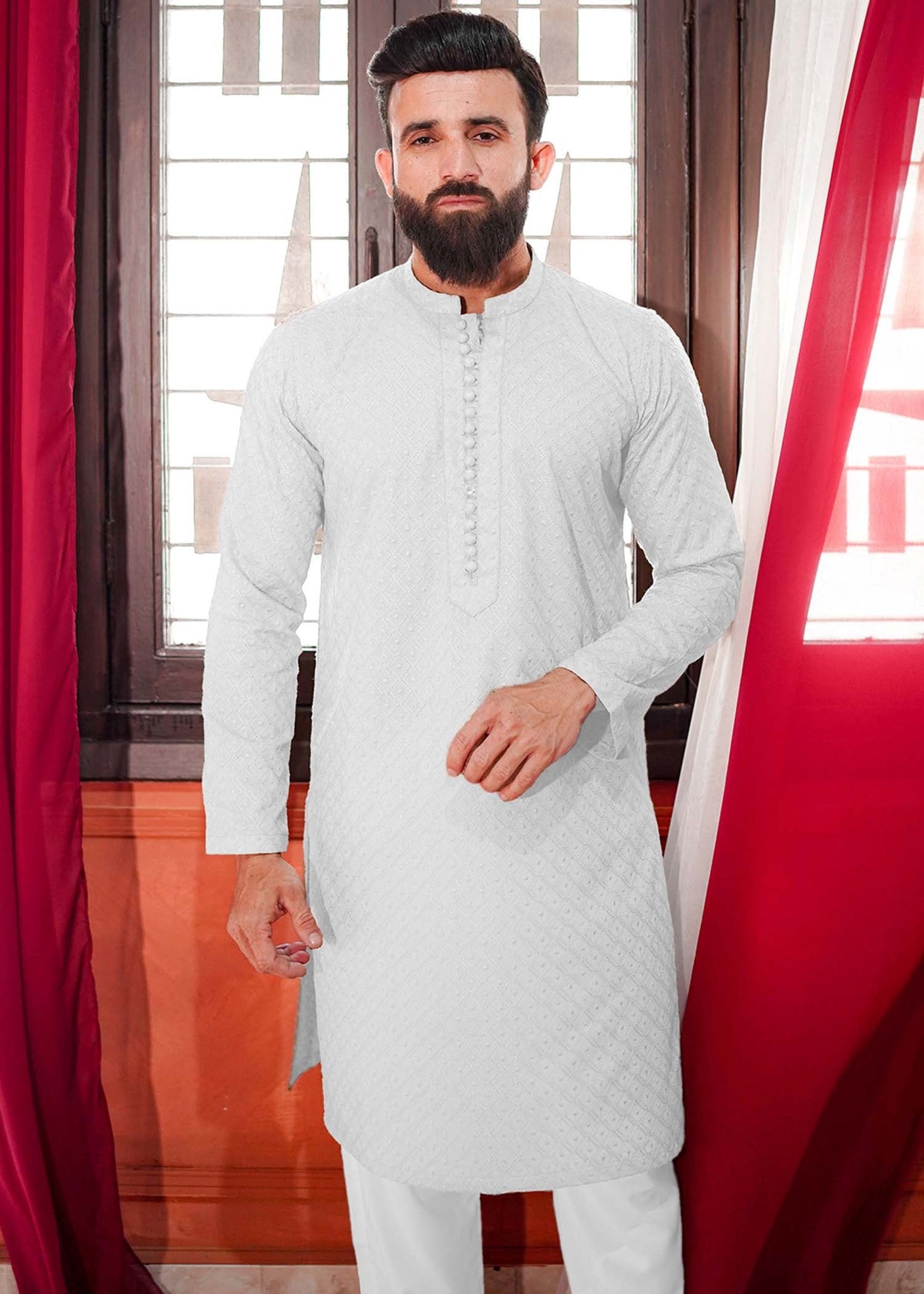 Off White Chikankari Kurta