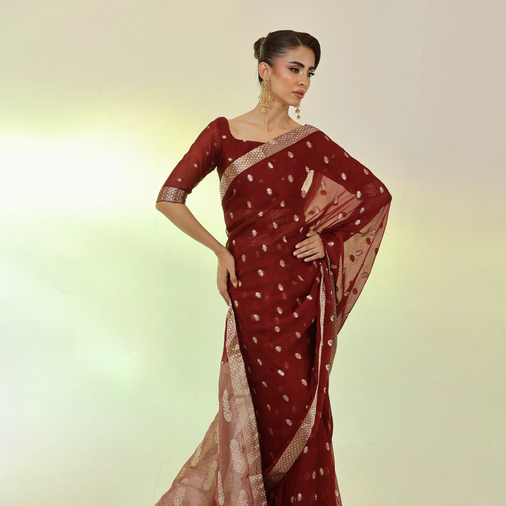Maroon Banarsi Saree