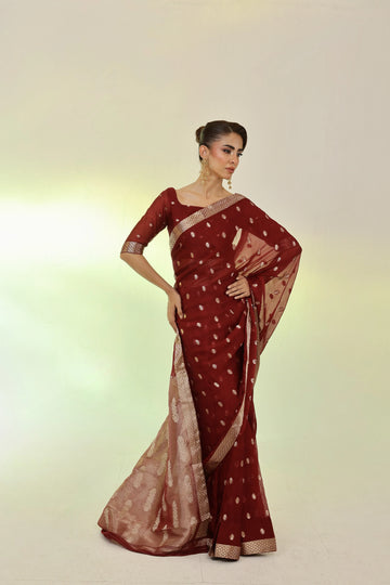 Maroon Banarsi Saree