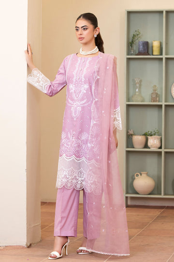 Embroidered Lavender Suit - 7075