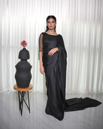 Black Cutdana Saree