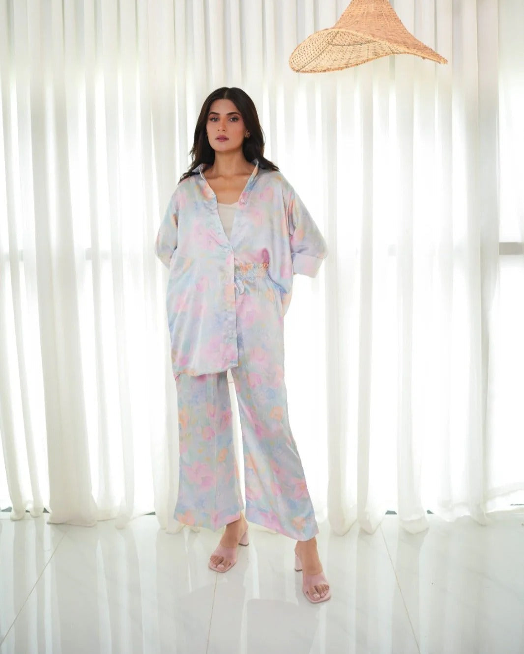 Pastel Floral Button-Down Set