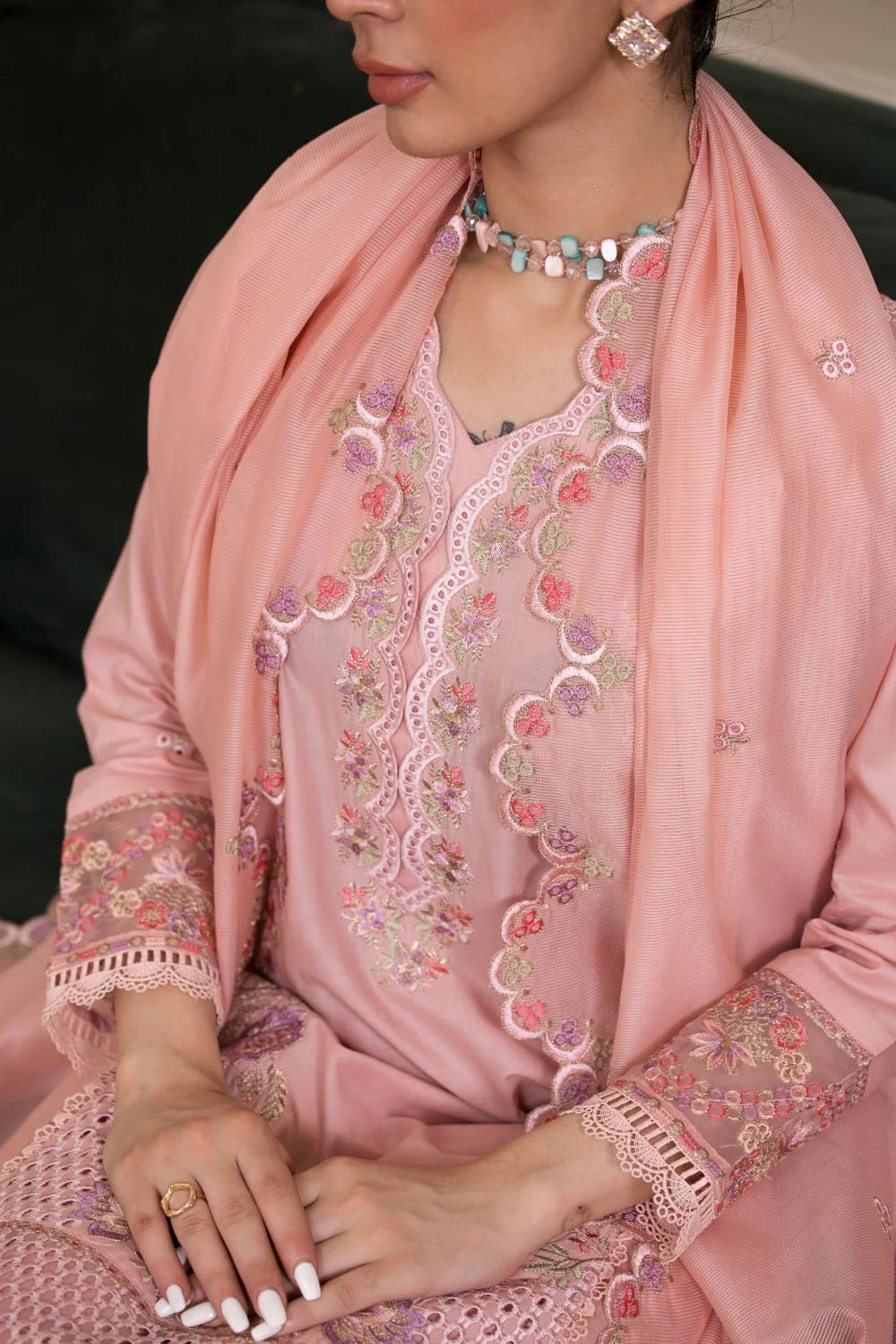 Embroidered Chicken Kari Suit - 2752