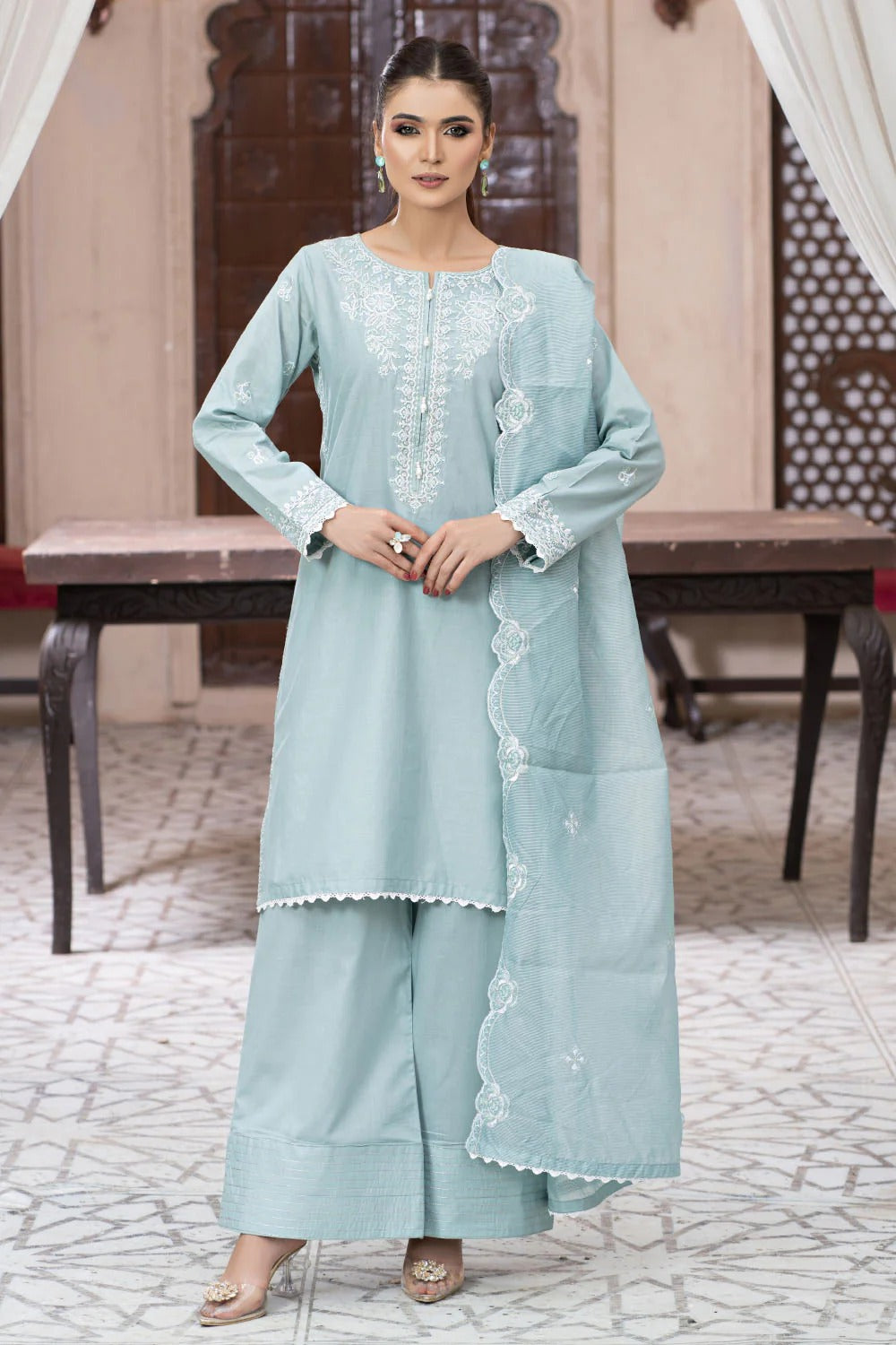 Embroidered Cotton Suit - 2758