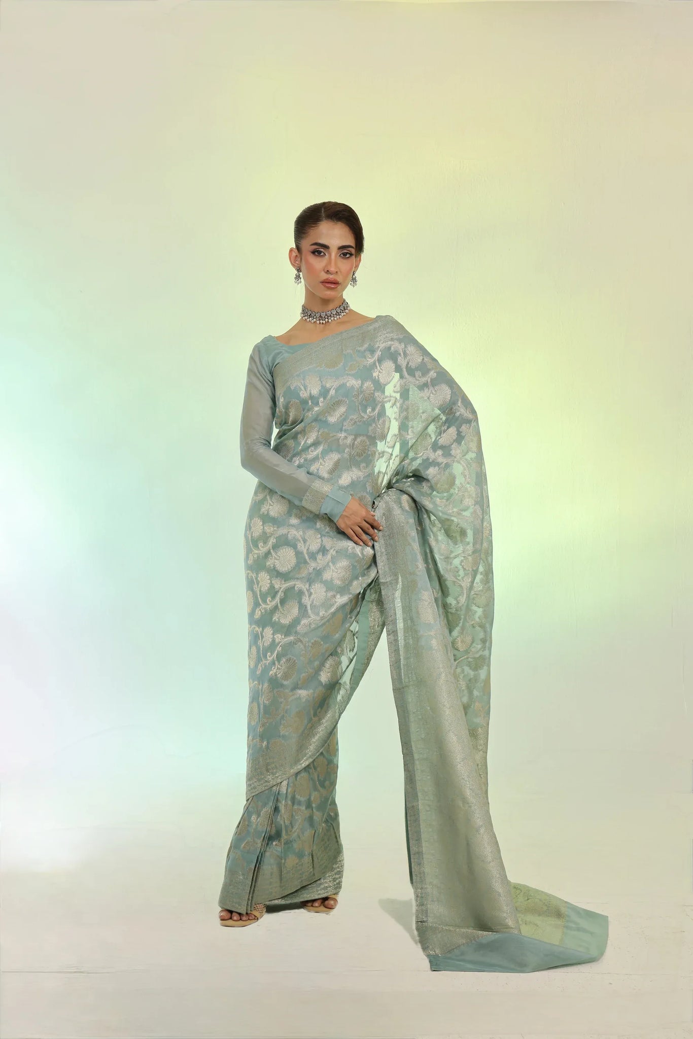 Mint Banarsi Saree